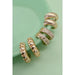 Trio Rhinestone Textured Huggie Hoop Earrings - LECCE