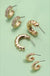 Trio Rhinestone Textured Huggie Hoop Earrings - LECCE