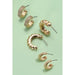 Trio Rhinestone Textured Huggie Hoop Earrings - LECCE