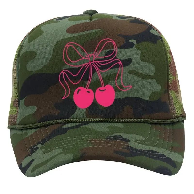 Trucker Hat Bow Cherry Camouflage Cap - LECCE