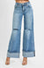 Tummy Control Mid Rise Wide Cuffed Jeans - LECCE