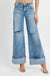 Tummy Control Mid Rise Wide Cuffed Jeans - LECCE