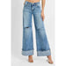 Tummy Control Mid Rise Wide Cuffed Jeans - LECCE