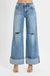 Tummy Control Mid Rise Wide Cuffed Jeans - LECCE
