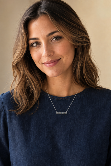 Model wearing Western Turquoise Bar Necklace