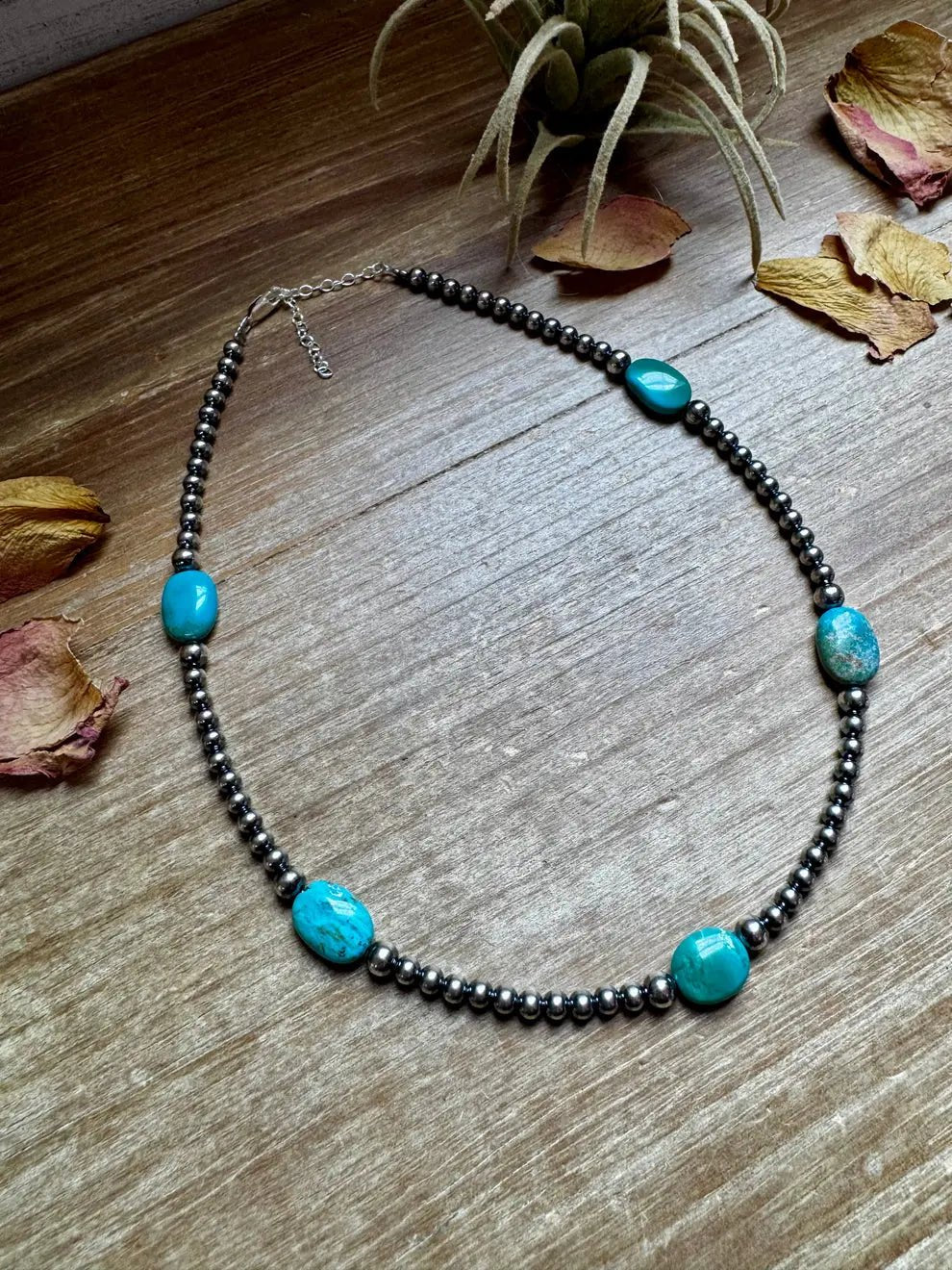 Turquoise Necklace with Navajo Beads