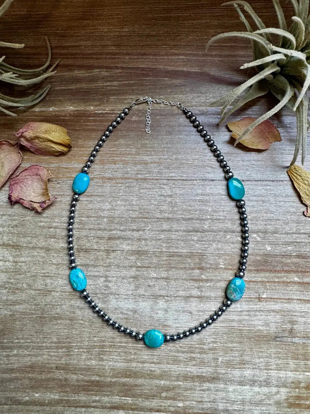 Turquoise Necklace with Navajo Beads