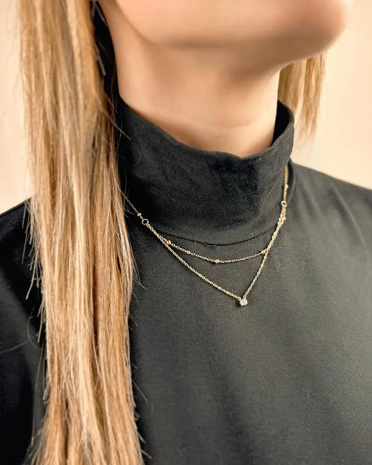 Two Strand Beaded Diamond Necklace
