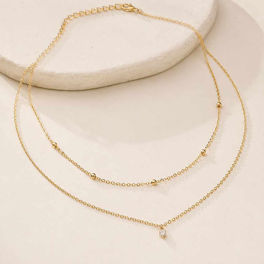 two strand beaded diamond necklace