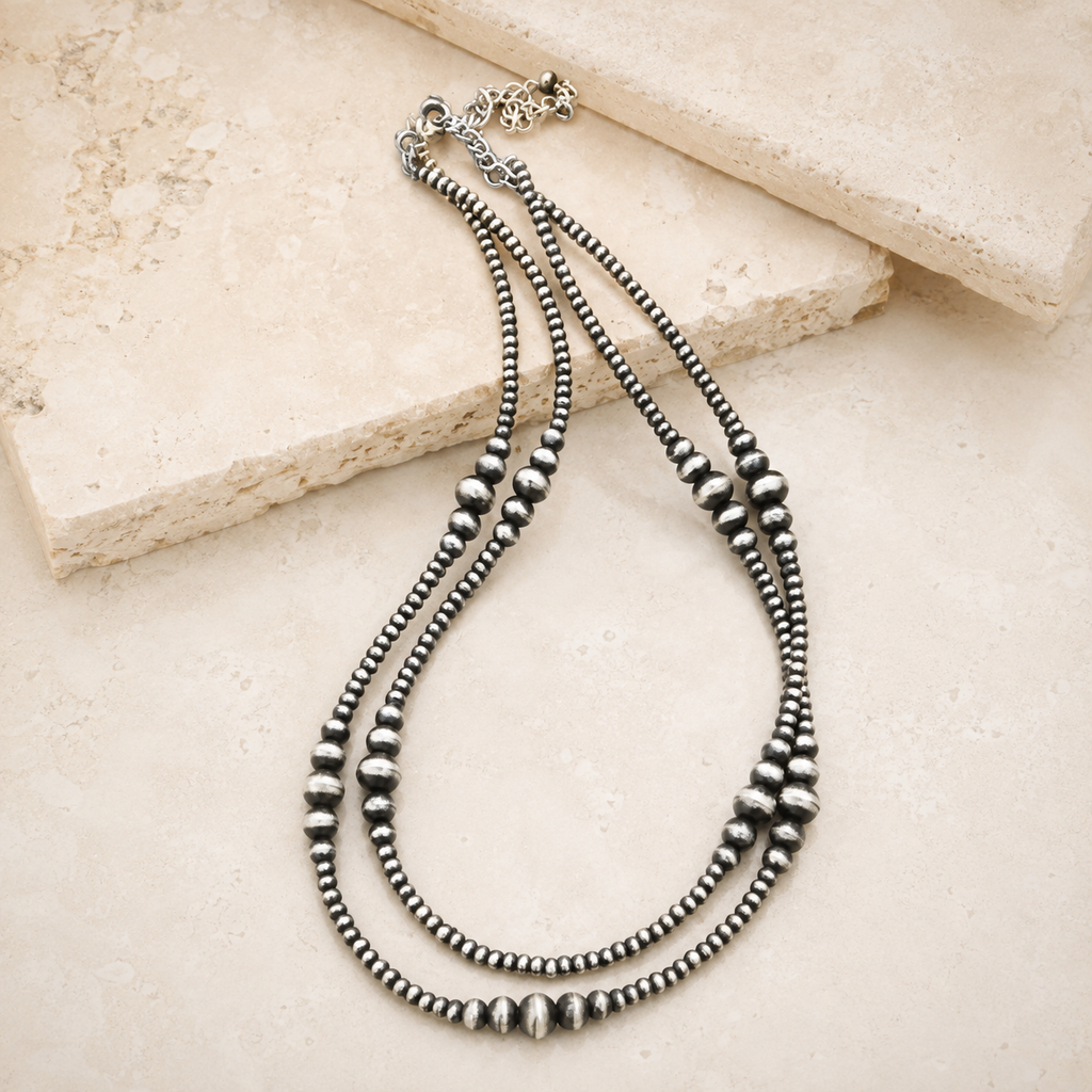 Two Strand Navajo Bead Cluster Necklace
