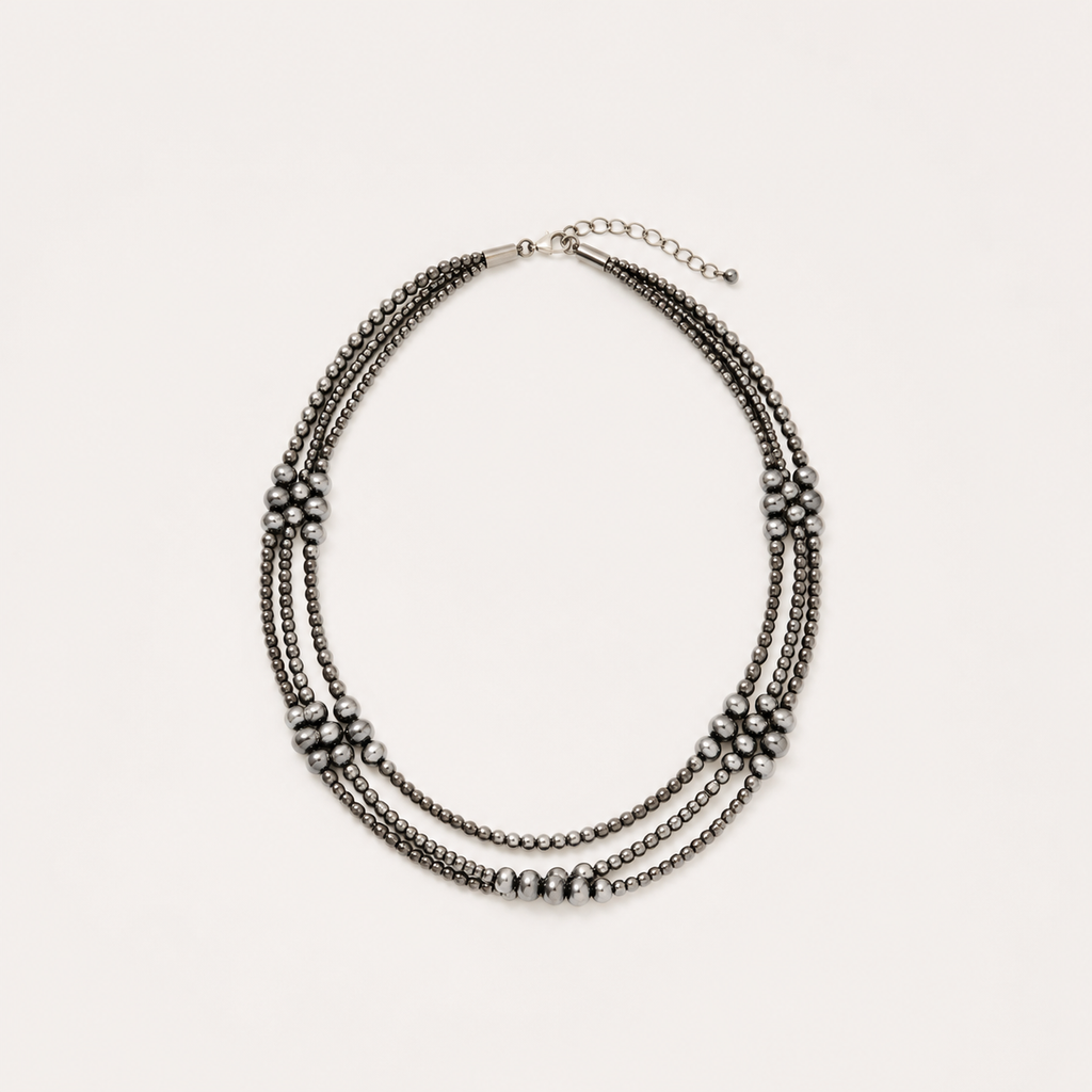 Two Strand Navajo Bead Cluster Necklace