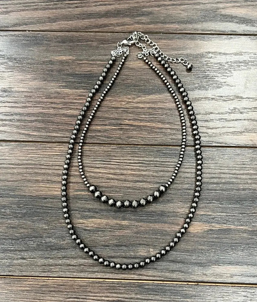 Two Strand Polished Navajo Bead Necklace - LECCE