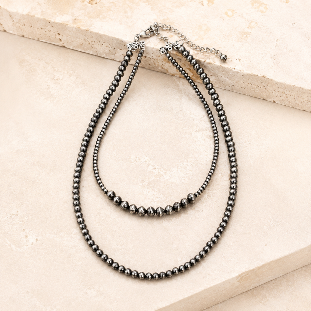 Two Strand Polished Navajo Bead Necklace