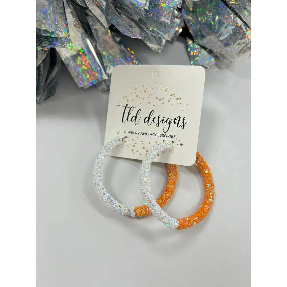 Two Tone Game Day Hoops Earrings - LECCE