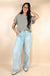 Green Stripe Textured Side Slits Crew Neck T Shirt Dear lover