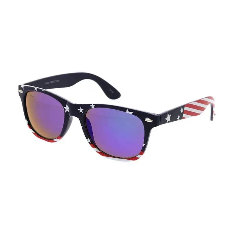 USA Flag Print and Color Mirror Lens Sunglasses - LECCE