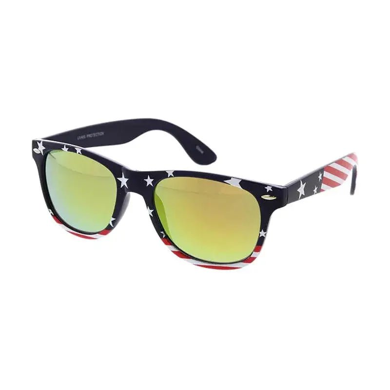 USA Flag Print and Color Mirror Lens Sunglasses - LECCE
