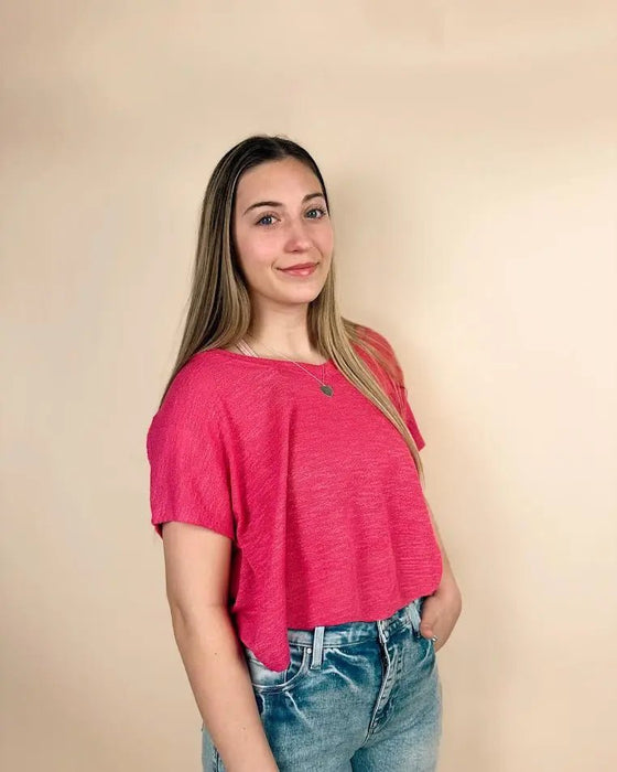 V - neck Drop Shoulder Crop Top - LECCE