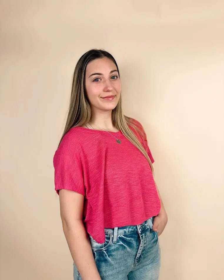 V - neck Drop Shoulder Crop Top - LECCE