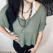 V - neck Drop Shoulder Crop Top - LECCE