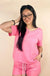 V Neck Drop Shoulder Tee & Patchwork Shorts Set - LECCE