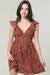 V NECK FLUTTER SLEEVE EMPIRE WAIST DITSY PRINT DR - LECCE