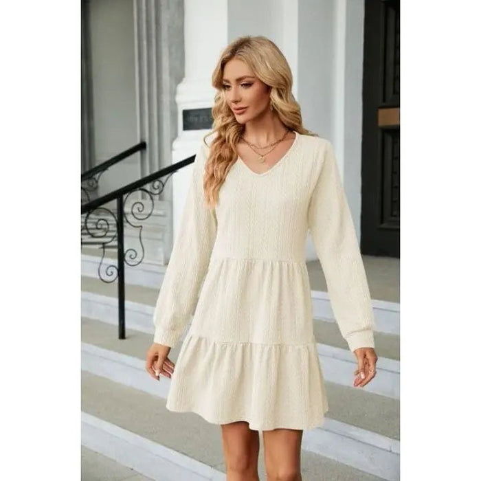 V Neck Tiered Dress - LECCE