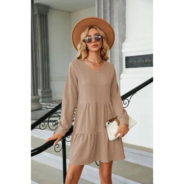 V Neck Tiered Dress - LECCE