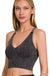 V Neck Washed rib Seamless Bra Padded Tank Top - LECCE