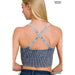 V Neck Washed rib Seamless Bra Padded Tank Top - LECCE