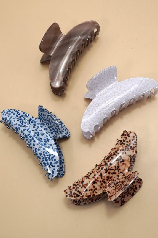 Vintage Porcelain Animal Half Moon Hair Claw Clips - LECCE