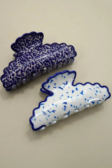 Vintage Porcelain Style Half Moon Hair Claw Clips - LECCE
