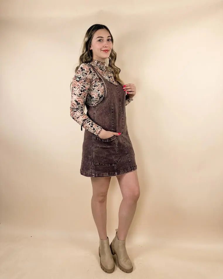 Vintage Washed Denim Mini Dress - LECCE