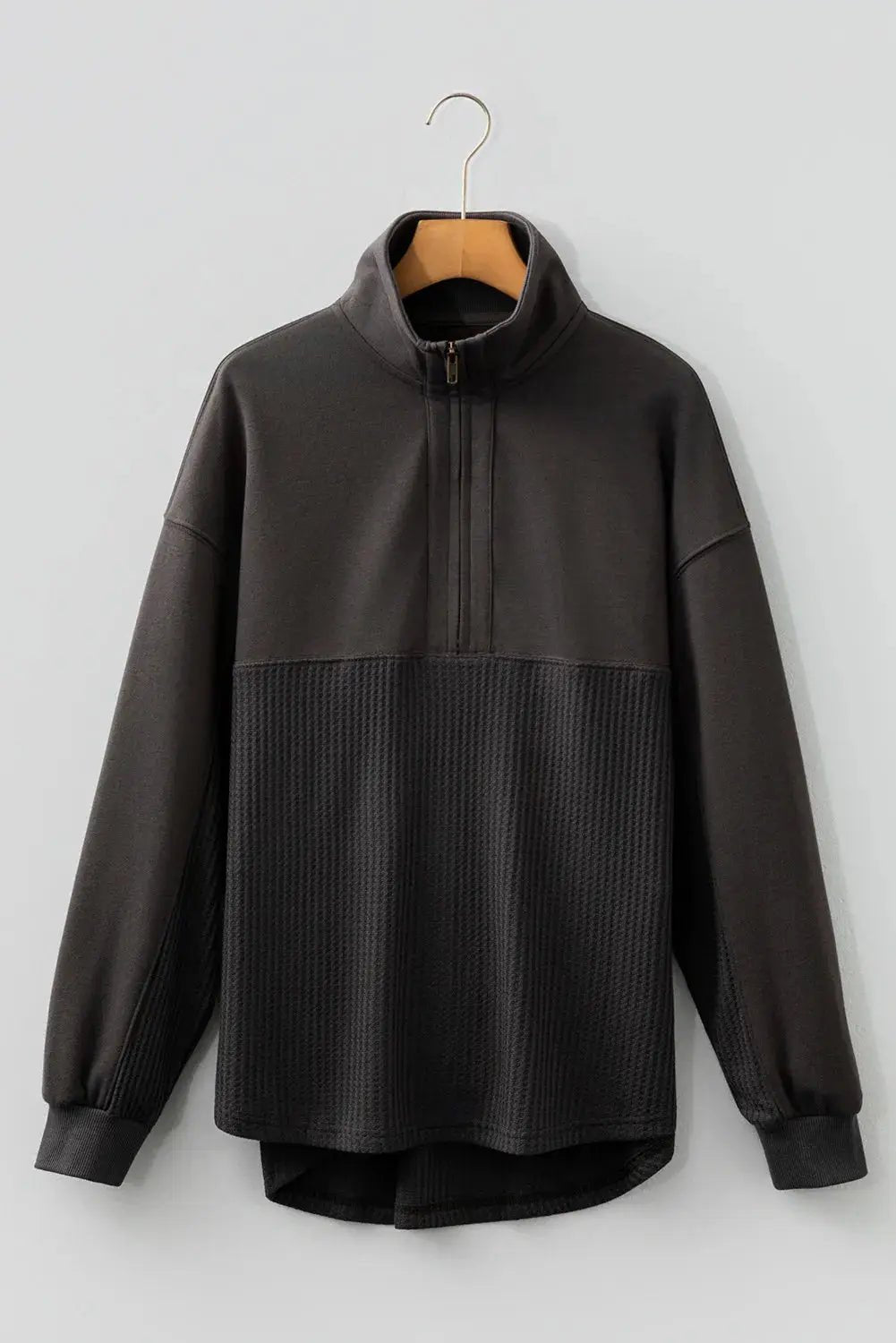 Waffle Knit Half Zipped Sweatshirt