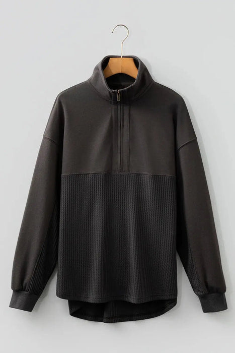 Waffle Knit Half Zipped Sweatshirt - LECCE