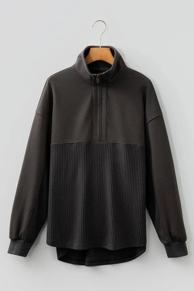 Waffle Knit Half Zipped Sweatshirt - LECCE