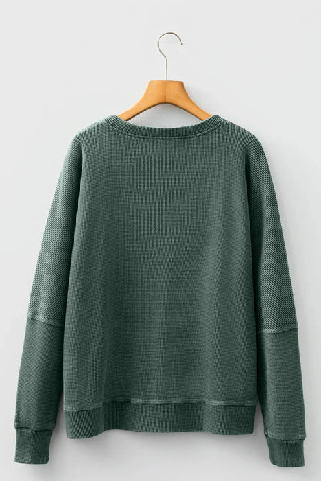 Waffle Knit Long Sleeve Top - LECCE