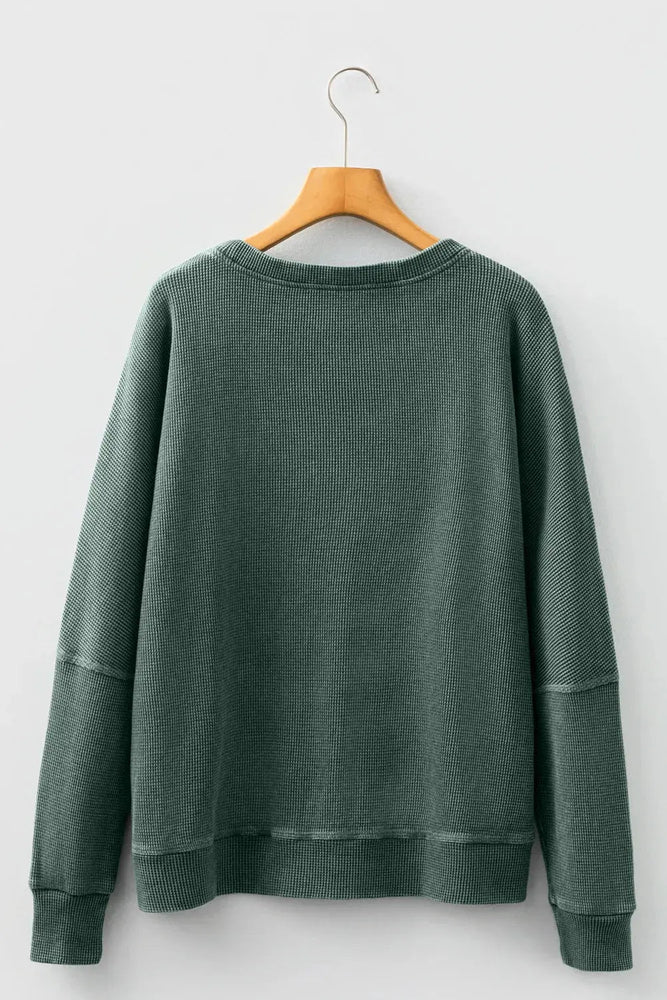 Waffle Knit Long Sleeve Top - LECCE