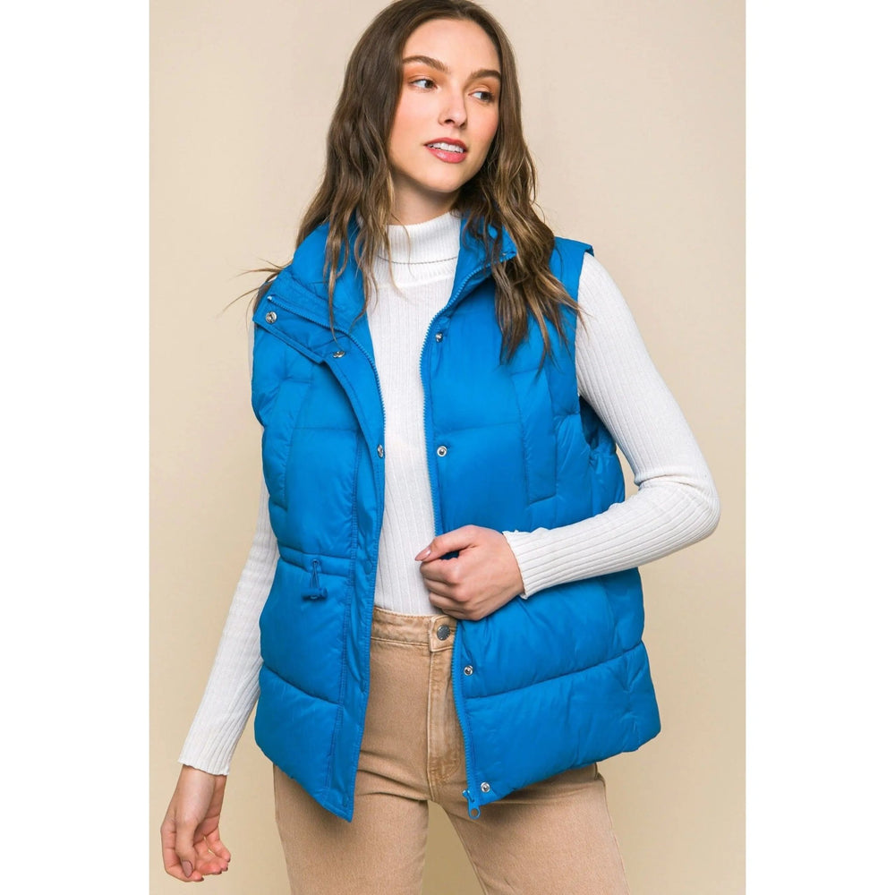 Waist Toggles Zip - Up Puffer Vest - LECCE