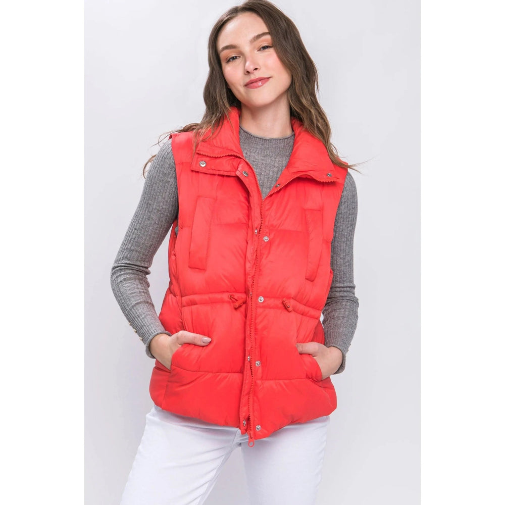 Waist Toggles Zip - Up Puffer Vest - LECCE