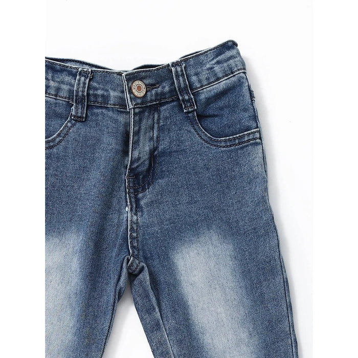 Washed Light Blue Double Layer Girls Jeans - LECCE
