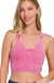 Washed Ribbed Cropped Bra Padded Tank Top - LECCE