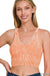 Washed Ribbed Cropped Bra Padded Tank Top - LECCE