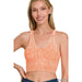 Washed Ribbed Cropped Bra Padded Tank Top - LECCE