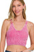 Washed Ribbed Cropped Bra Padded Tank Top - LECCE