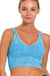 Washed Ribbed Cropped Bra Padded Tank Top - LECCE