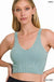 Washed Ribbed Cropped Bra Padded Tank Top - LECCE
