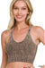Washed Ribbed Cropped Bra Padded Tank Top - LECCE
