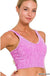 Washed Ribbed Cropped Bra Padded Tank Top - LECCE