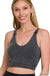 Washed Ribbed Cropped Bra Padded Tank Top - LECCE